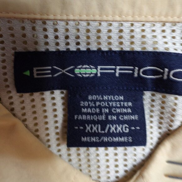 Ex Officio Mens Shirt 2XL Yellow Solid Long Sleeve Vented Nylon Blend - Picture 2 of 9